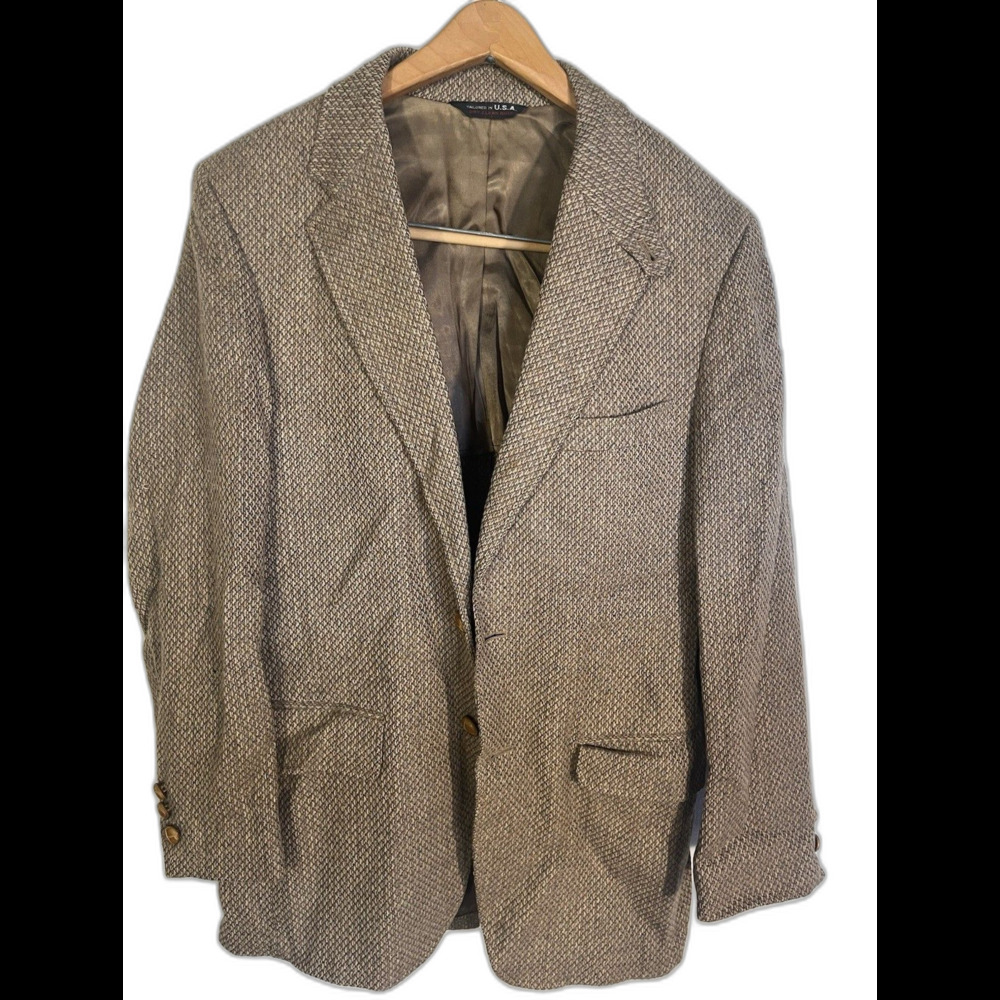 Vintage Hubbard Tweed Sport Coat Mens 42R USA Brown Textured Blazer A.B. Kaufman